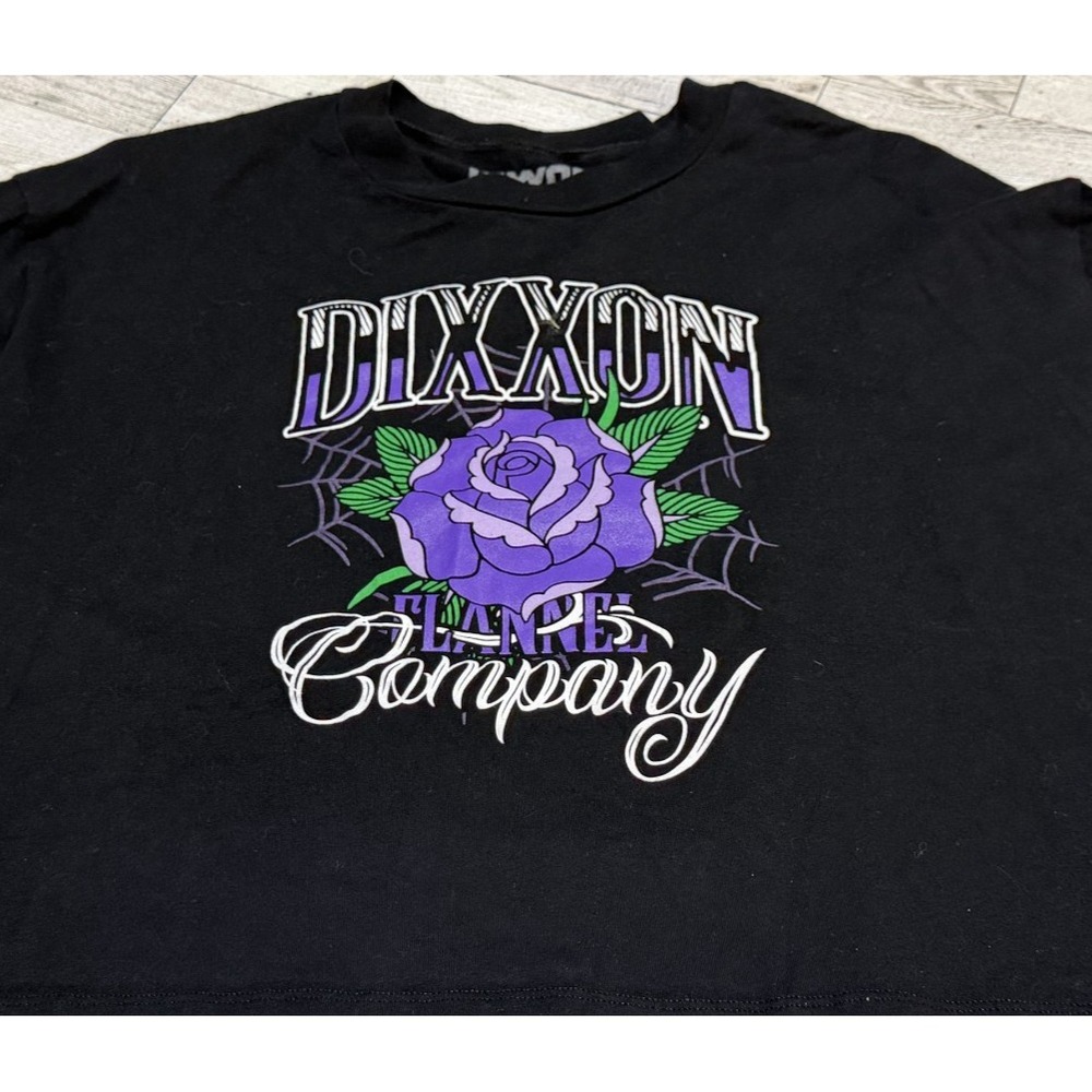 Dixxon Flannel Company Purple Rose Spider web Graphic Tee Black Womens XL